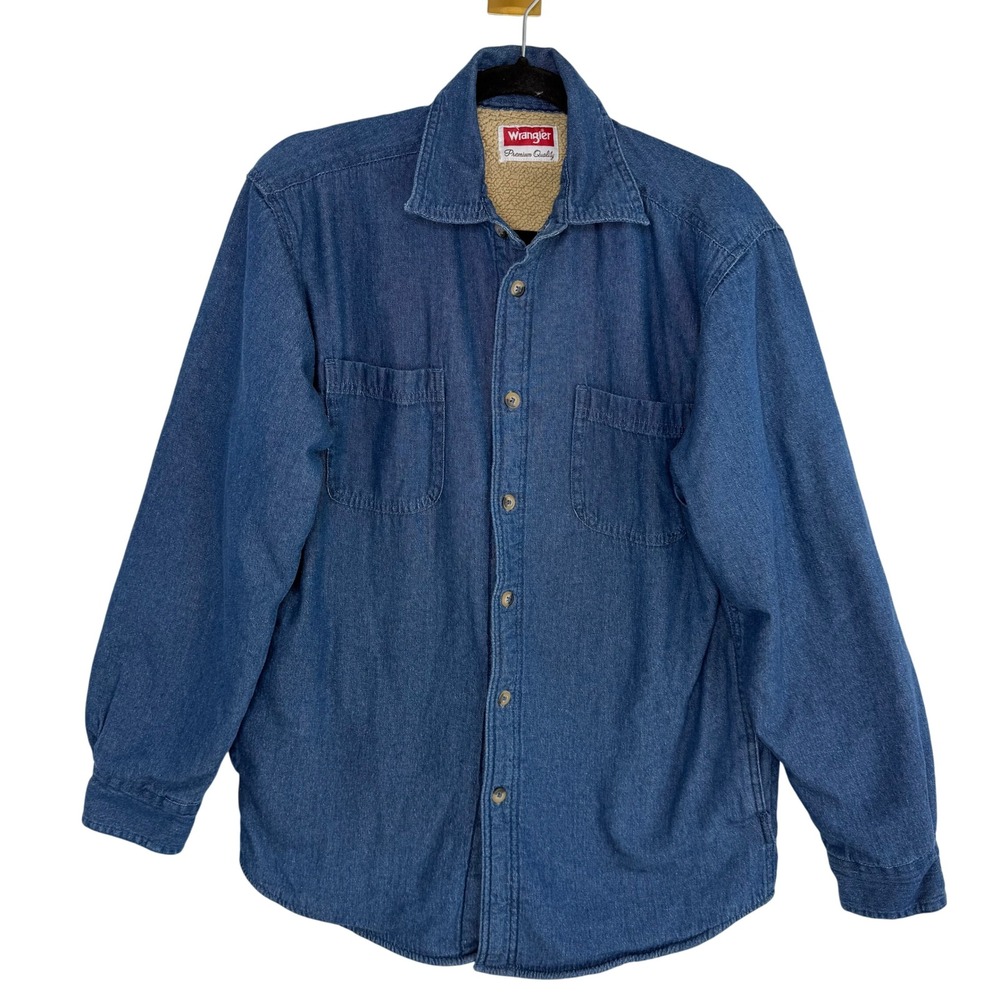Wrangler Sherpa Lined Denim Shirt Jacket Small Blue Western Ranch Workwear
